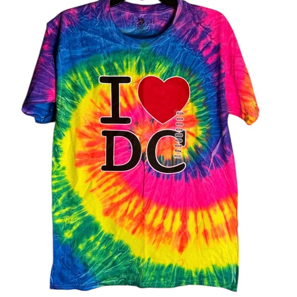 New Vibrant Tie-Dye 'I Love DC' Adult T-Shirt size M unisex - Picture 1 of 4